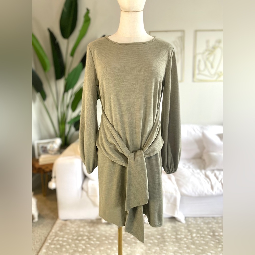 Sage tie front dress